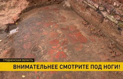 В Гольшанском замке обнаружили терракотовый пол XVII века - ont.by - Белоруссия