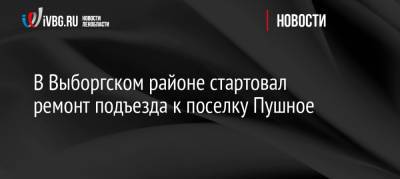 В Выборгском районе стартовал ремонт подъезда к поселку Пушное - ivbg.ru - Украина - Ленинградская обл.