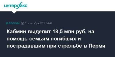 Михаил Мишустин - Кабмин выделит 18,5 млн руб. на помощь семьям погибших и пострадавшим при стрельбе в Перми - smartmoney.one - Москва - Россия - Пермь