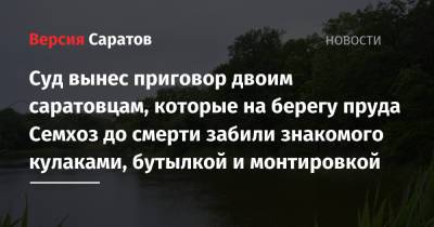 Суд вынес приговор двоим саратовцам, которые на берегу пруда Семхоз до смерти забили знакомого кулаками, бутылкой и монтировкой - nversia.ru - Саратов - район Кировский, Саратов