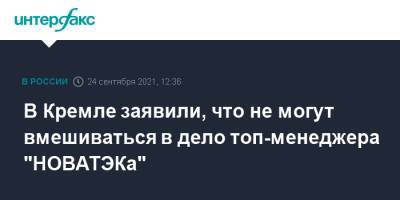 Дмитрий Песков - В Кремле заявили, что не могут вмешиваться в дело топ-менеджера "НОВАТЭКа" - interfax.ru - Москва - Россия - США