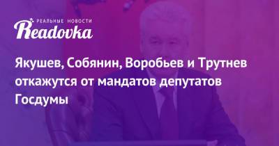 Андрей Воробьев - Сергей Собянин - Элла Памфилова - Владимир Якушев - Юрий Трутнев - Якушев, Собянин, Воробьев и Трутнев откажутся от мандатов депутатов Госдумы - readovka.news - Москва - Россия - Московская обл. - Уральск