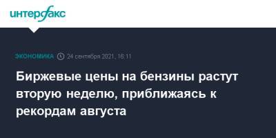 Биржевые цены на бензины растут вторую неделю, приближаясь к рекордам августа - interfax.ru - Москва - Санкт-Петербург