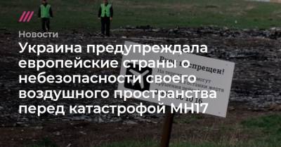Украина предупреждала европейские страны о небезопасности своего воздушного пространства перед катастрофой MH17 - tvrain.ru - Украина - Крым - Голландия