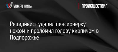 Пол Лодейный - Рецидивист ударил пенсионерку ножом и проломил голову кирпичом в Подпорожье - ivbg.ru - Россия - Украина - Ленинградская обл. - район Подпорожский