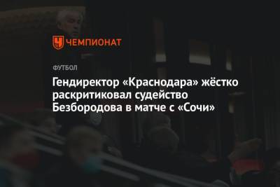 Гендиректор «Краснодара» жёстко раскритиковал судейство Безбородова в матче с «Сочи» - championat.com - Санкт-Петербург - Сочи - Краснодар