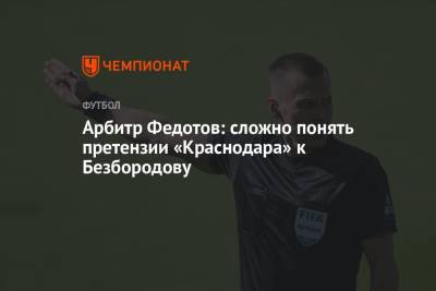Игорь Федотов - Арбитр Федотов: сложно понять претензии «Краснодара» к Безбородову - championat.com - Сочи - Краснодар
