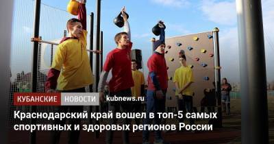 Краснодарский край вошел в топ-5 самых спортивных и здоровых регионов России - kubnews.ru - Россия - Краснодарский край - респ. Дагестан - респ. Чечня - респ. Адыгея - респ. Кабардино-Балкария