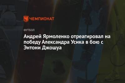 Василий Ломаченко - Андрей Шевченко - Александр Усик - Энтони Джошуа - Андрей Ярмоленко - Андрей Ярмоленко отреагировал на победу Александра Усика в бою с Энтони Джошуа - championat.com - Украина - Англия