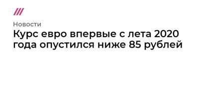 Курс евро впервые с лета 2020 года опустился ниже 85 рублей - tvrain.ru - Лондон - Нью-Йорк
