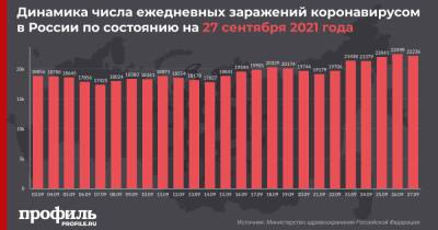 За сутки в России выявили 22236 новых случаев заражения COVID-19 - profile.ru - Москва - Россия - Санкт-Петербург - Московская обл.