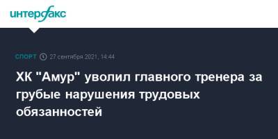 Михаил Кравец - Владимир Воробьев - ХК "Амур" уволил главного тренера за грубые нарушения трудовых обязанностей - sport-interfax.ru - Москва - Белоруссия - Минск