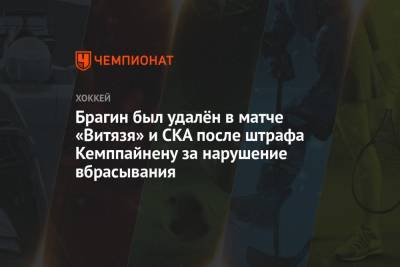 Валерий Брагин - Брагин был удалён в матче «Витязя» и СКА после штрафа Кемппайнену за нарушение вбрасывания - championat.com - Санкт-Петербург - Московская обл. - Финляндия
