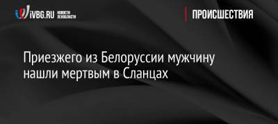 Приезжего из Белоруссии мужчину нашли мертвым в Сланцах - ivbg.ru - Украина - Ленинградская обл. - Санкт-Петербург - Белоруссия