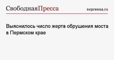 Выяснилось число жертв обрушения моста в Пермском крае - svpressa.ru - Россия - Пермский край