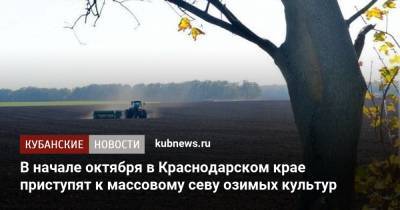 Вениамин Кондратьев - В начале октября в Краснодарском крае приступят к массовому севу озимых культур - kubnews.ru - Краснодарский край