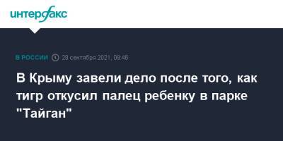 В Крыму завели дело после того, как тигр откусил палец ребенку в парке "Тайган" - interfax.ru - Москва - Россия - Крым - Севастополь