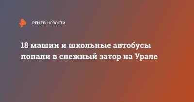 18 машин и школьные автобусы попали в снежный затор на Урале - ren.tv - Челябинская обл.