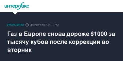 Газ в Европе снова дороже $1000 за тысячу кубов после коррекции во вторник - interfax.ru - Москва
