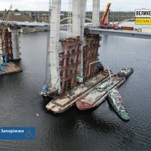 В Запорожье начался новый этап строительства вантового моста через Днепр. Фото - reporter-ua.com - Украина - Запорожье - Строительство
