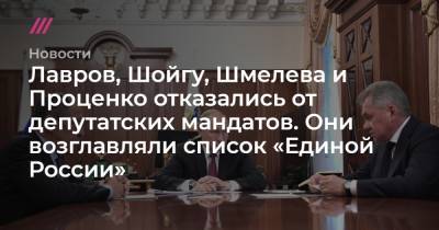 Владимир Путин - Вячеслав Володин - Анна Кузнецова - Лавров, Шойгу, Шмелева и Проценко отказались от думских мандатов. Они возглавляли список «Единой России» - tvrain.ru - Россия