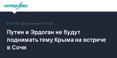 Владимир Путин - Реджеп Тайип Эрдоган - Дмитрий Песков - Тайип Эрдоган - Путин и Эрдоган не будут поднимать тему Крыма на встрече в Сочи - interfax.ru - Москва - Россия - Крым - Сочи - Турция
