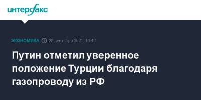 Владимир Путин - Реджеп Тайип Эрдоган - Путин отметил уверенное положение Турции благодаря газопроводу из РФ - interfax.ru - Москва - Россия - Сочи - Турция