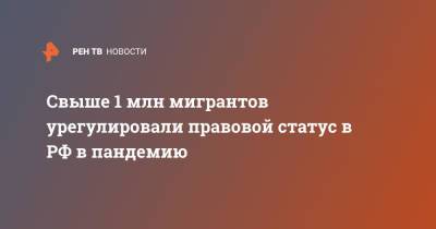 Валентина Казакова - Свыше 1 млн мигрантов урегулировали правовой статус в РФ в пандемию - ren.tv - Россия