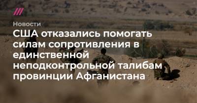 США отказались помогать силам сопротивления в единственной неподконтрольной талибам провинции Афганистана - tvrain.ru - США - Афганистан