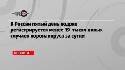 Татьяна Голикова - В России пятый день подряд регистрируется менее 19 тысяч новых случаев коронавируса за сутки - echo.msk.ru - Москва - Россия - Санкт-Петербург - Московская обл.