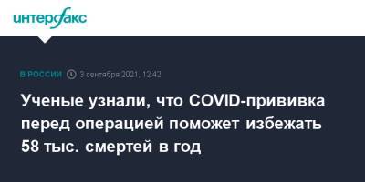 Ученые узнали, что COVID-прививка перед операцией поможет избежать 58 тыс. смертей в год - interfax.ru - Москва - Санкт-Петербург - Петербург