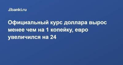 Официальный курс доллара вырос менее чем на 1 копейку, евро увеличился на 24 - smartmoney.one - Россия