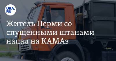 Житель Перми со спущенными штанами напал на КАМАз. Видео - ura.news - Пермь - Камаз