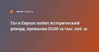 Алексей Миллер - Газ в Европе побил исторический рекорд, превысив $1100 за тыс. куб. м - ren.tv - Голландия - Европа