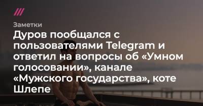 Дуров пообщался с пользователями Telegram и ответил на вопросы об «Умном голосовании», канале «Мужского государства», коте Шлепе - tvrain.ru - Россия