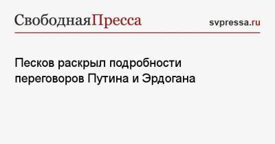 Владимир Путин - Дмитрий Песков - Реджеп Эрдоган - Песков раскрыл подробности переговоров Путина и Эрдогана - svpressa.ru - Россия - Турция