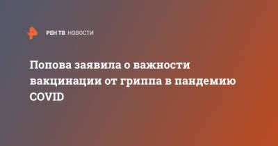 Анна Попова - Попова заявила о важности вакцинации от гриппа в пандемию COVID - ren.tv - Россия