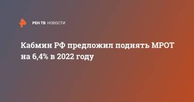 Кабмин РФ предложил поднять МРОТ на 6,4% в 2022 году - ren.tv - Россия