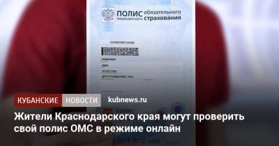 Жители Краснодарского края могут проверить свой полис ОМС в режиме онлайн - kubnews.ru - Краснодарский край
