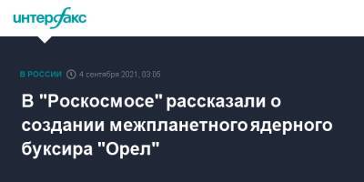 Владимир Путин - Дмитрий Рогозин - В "Роскосмосе" рассказали о создании межпланетного ядерного буксира "Орел" - interfax.ru - Москва - Россия