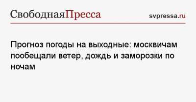 Михаил Леус - Прогноз погоды на выходные: москвичам пообещали ветер, дождь и заморозки по ночам - svpressa.ru - Москва - Россия - Московская обл.