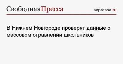 В Нижнем Новгороде проверят данные о массовом отравлении школьников - svpressa.ru - Нижний Новгород - Владивосток - Спутник