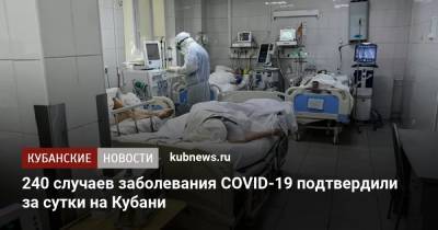 240 случаев заболевания COVID-19 подтвердили за сутки на Кубани - kubnews.ru - Сочи - Краснодарский край - Краснодар - район Туапсинский - Ейск - Геленджик - район Апшеронский