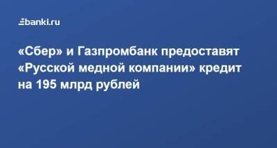 «Сбер» и Газпромбанк предоставят «Русской медной компании» кредит на 195 млрд рублей - smartmoney.one - Хабаровский край