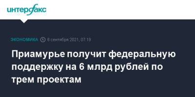 Владимир Путин - Василий Орлов - Приамурье получит федеральную поддержку на 6 млрд рублей по трем проектам - interfax.ru - Москва - Россия - Амурская обл. - Благовещенск