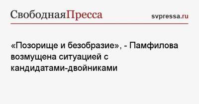 Элла Памфилова - «Позорище и безобразие», — Памфилова возмущена ситуацией с кандидатами-двойниками - svpressa.ru - Москва - Санкт-Петербург