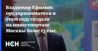 Владимир Ефимов - Владимир Ефимов: предприниматели в этом году создали на инвестпортале Москвы более 13 тыс. личных кабинетов - nsn.fm - Москва