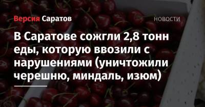 В Саратове сожгли 2,8 тонн еды, которую ввозили с нарушениями (уничтожили черешню, миндаль, изюм) - nversia.ru - Узбекистан - Саратовская обл. - Саратов - Таджикистан - Самарская обл.