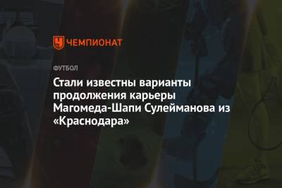 Магомед-Шапи Сулейманов - Стали известны варианты продолжения карьеры Магомеда-Шапи Сулейманова из «Краснодара» - championat.com - Россия - Краснодар - Нижний Новгород