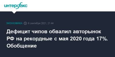 Дефицит чипов обвалил авторынок РФ на рекордные с мая 2020 года 17%. Обобщение - interfax.ru - Москва - Россия